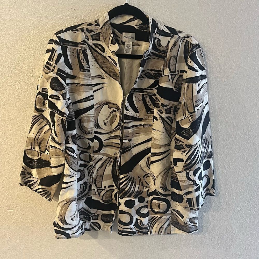 Chicos linen and silk printed jacket
